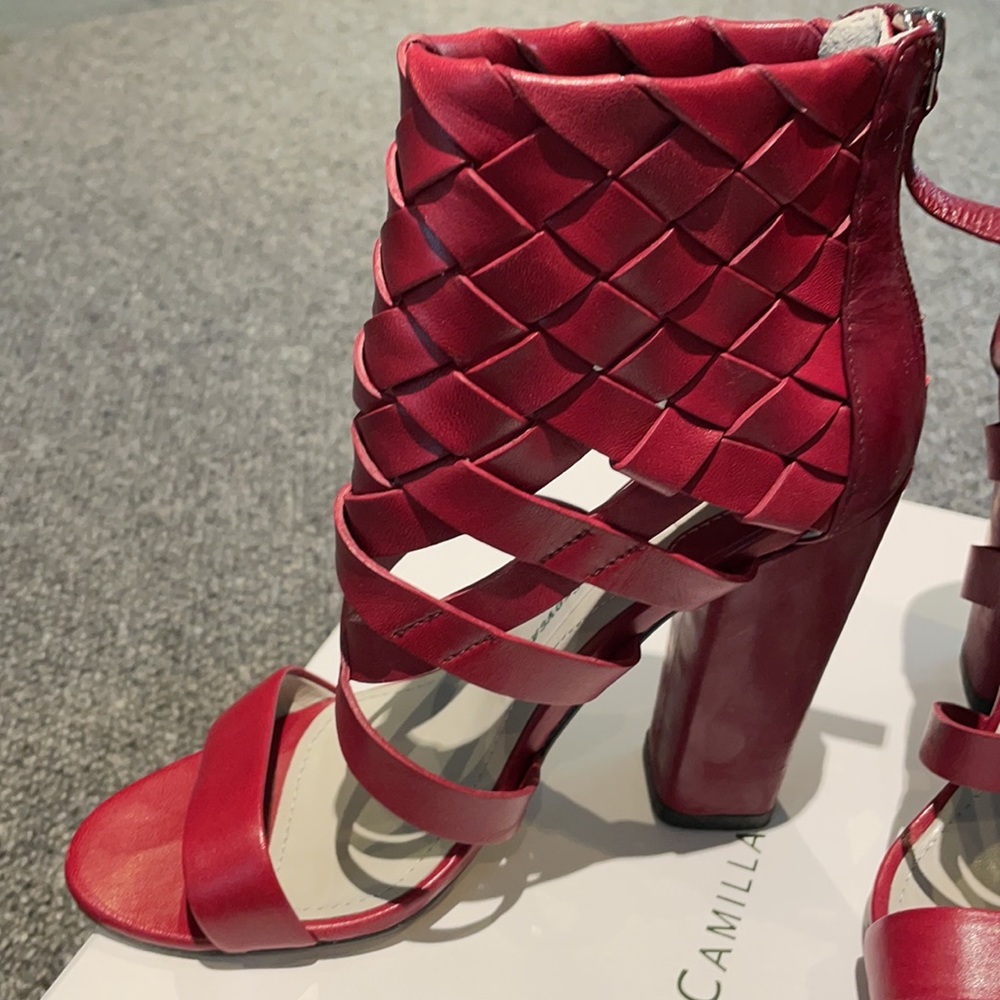 Camilla Skovgaard RARE woven oxblood heels sz 7.5